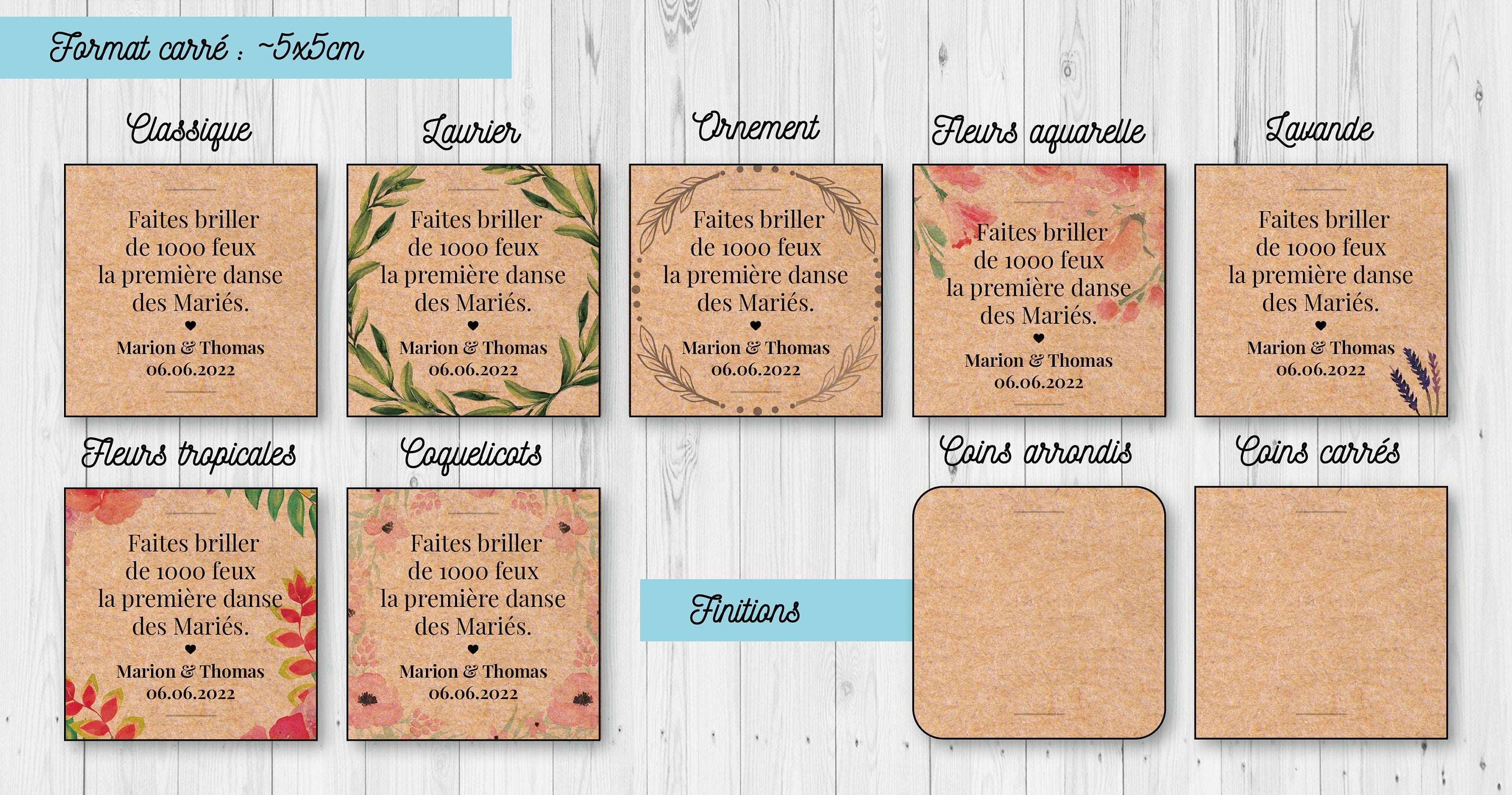 Etiquettes personnalisables cierges magiques - LOT de 10 - vendues sans cierge