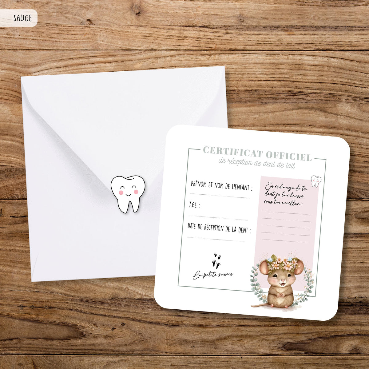 Certificat de la petit souris | Kit de la petite souris, dents tombées, dents sorties