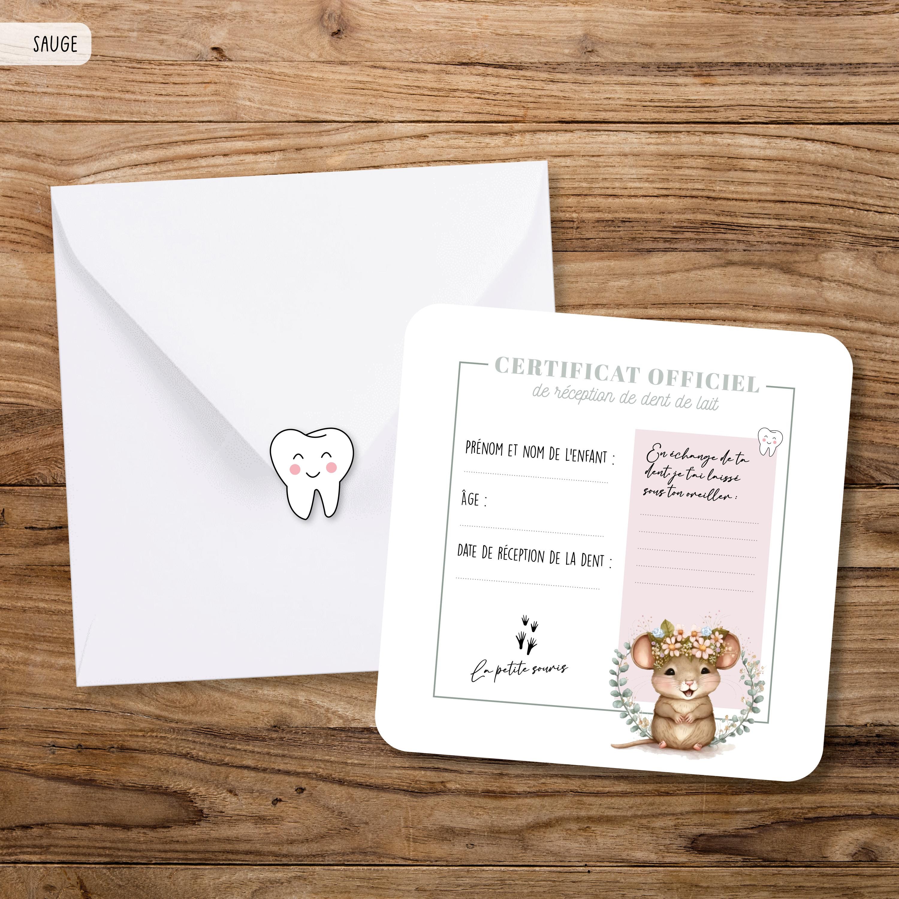 Certificat de la petit souris | Kit de la petite souris, dents tombées, dents sorties