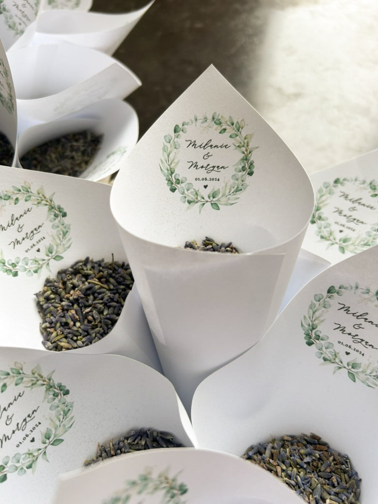 Lot de 10 Cornet de lavande pour mariage – Personnalisable
