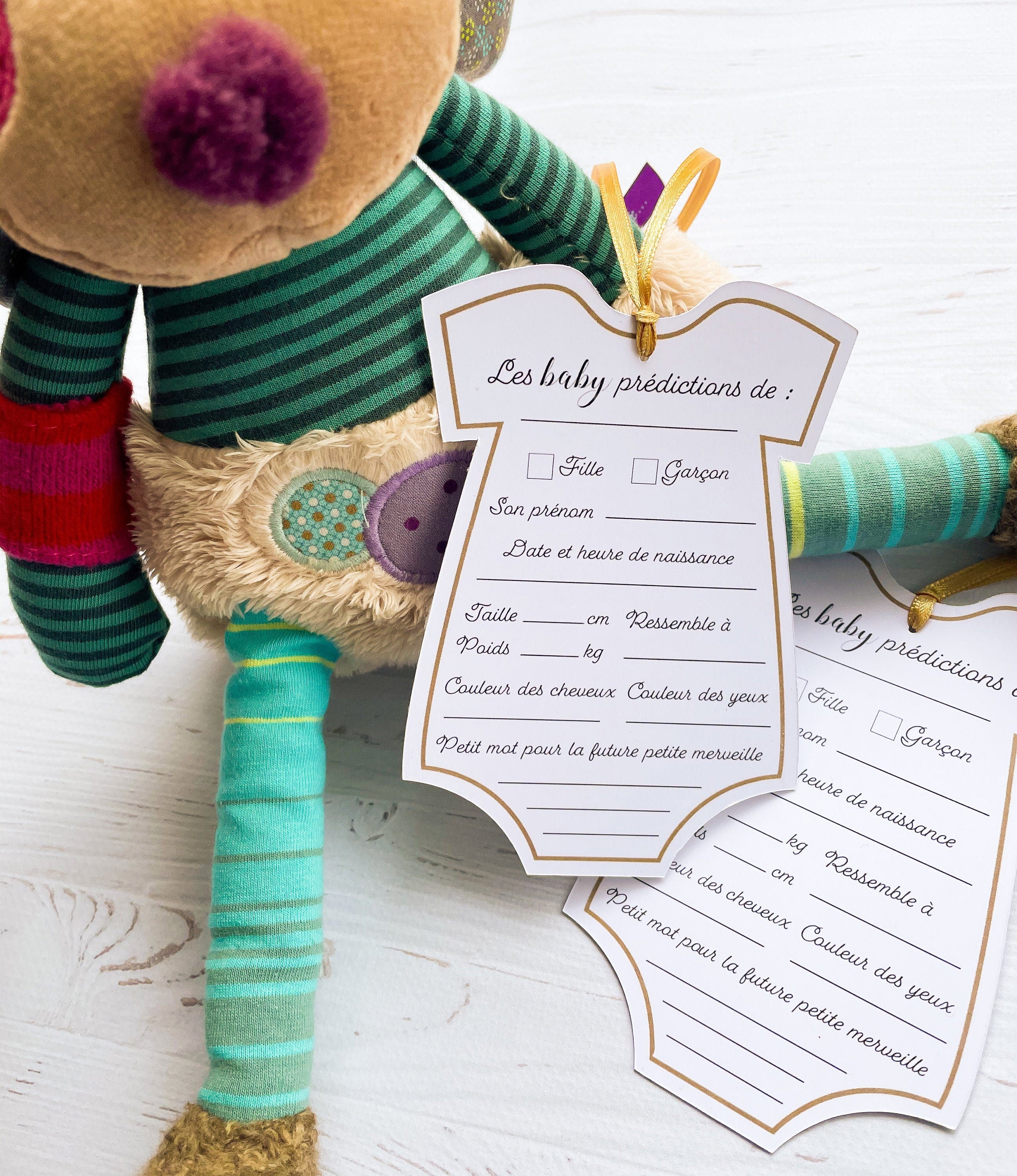 Jeu de pronostics naissance – Carte à remplir pour baby shower (format 8,5x12,5cm)