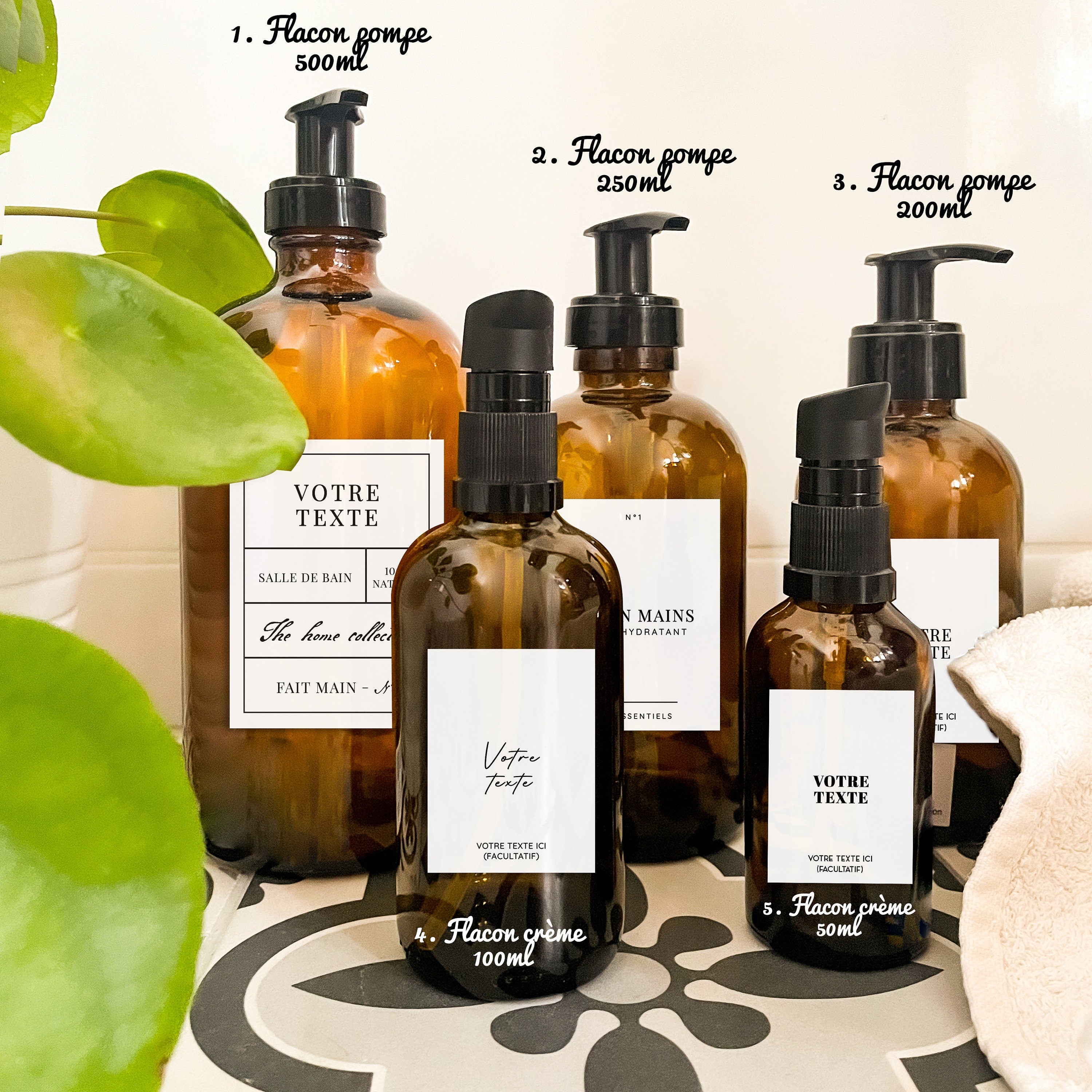 Flacons en verre ambré personnalisés – Design vintage, éco-responsable & pratique - 500ml