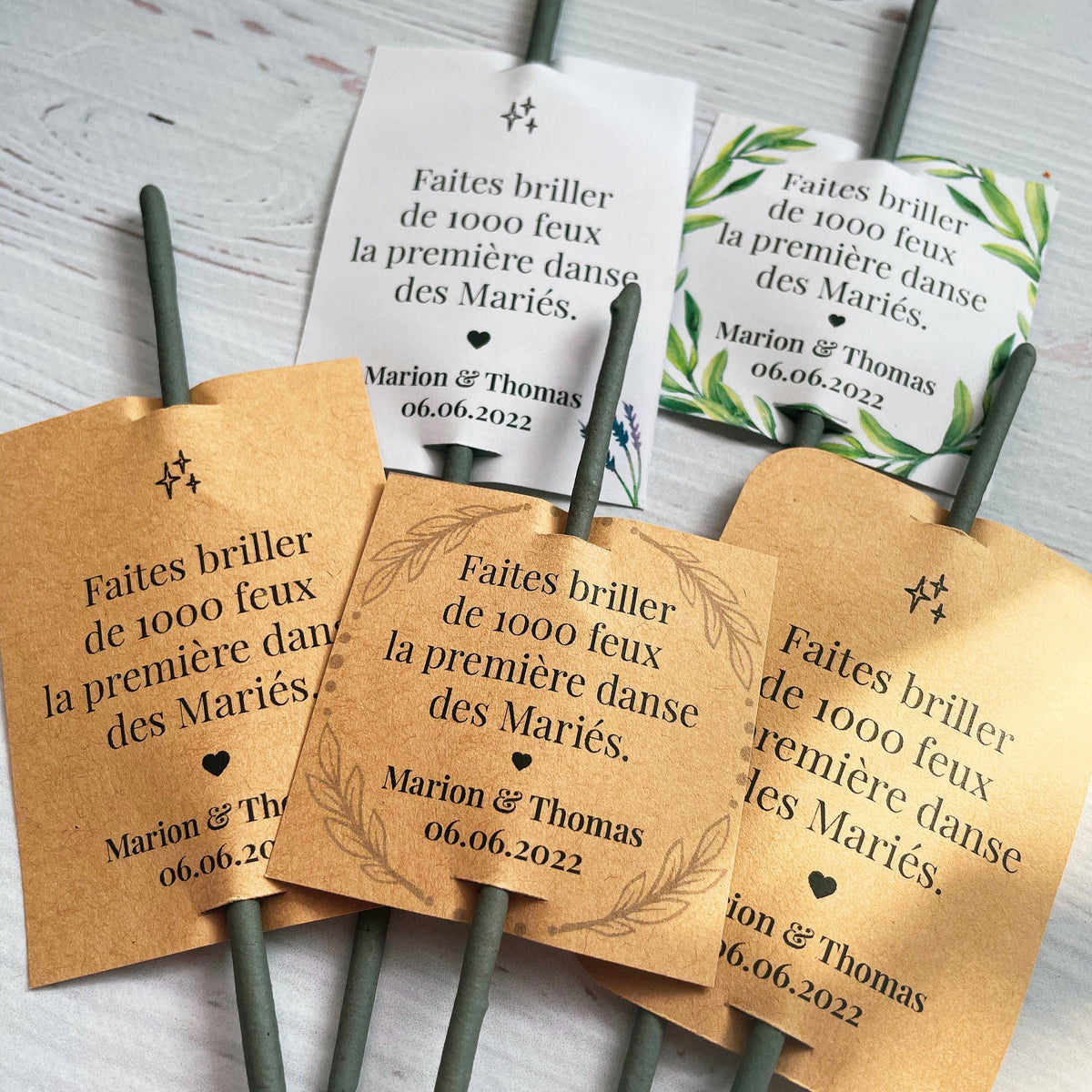 Etiquettes personnalisables cierges magiques - LOT de 10 - vendues sans cierge