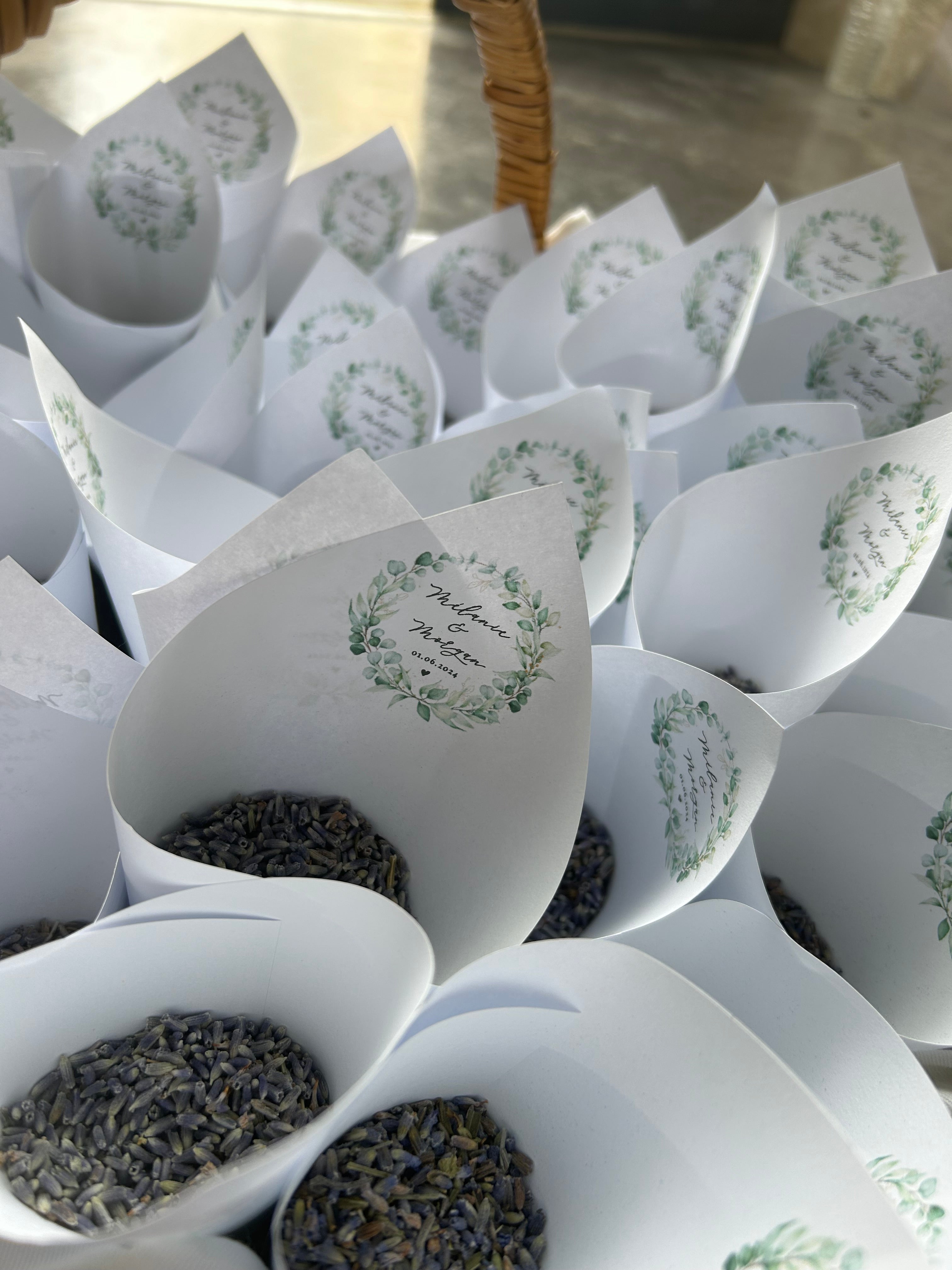 Lot de 10 Cornet de lavande pour mariage – Personnalisable