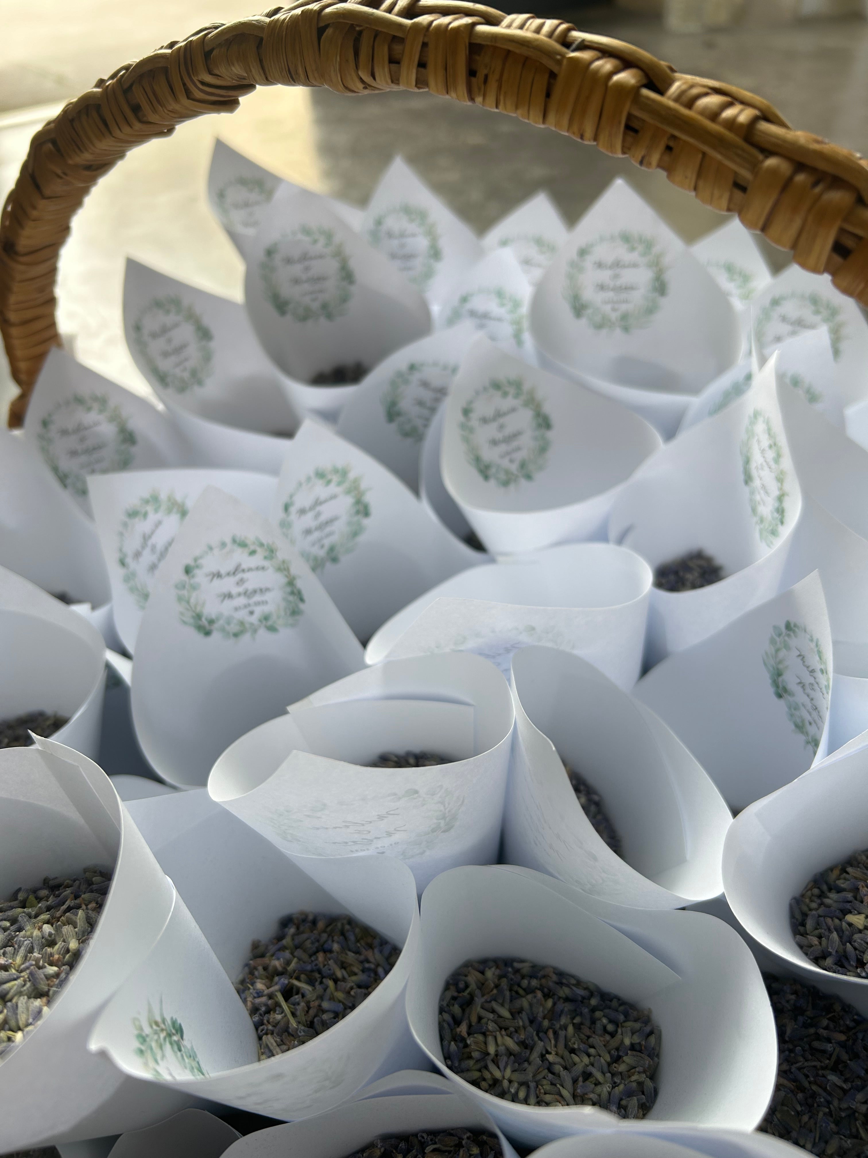 Lot de 10 Cornet de lavande pour mariage – Personnalisable