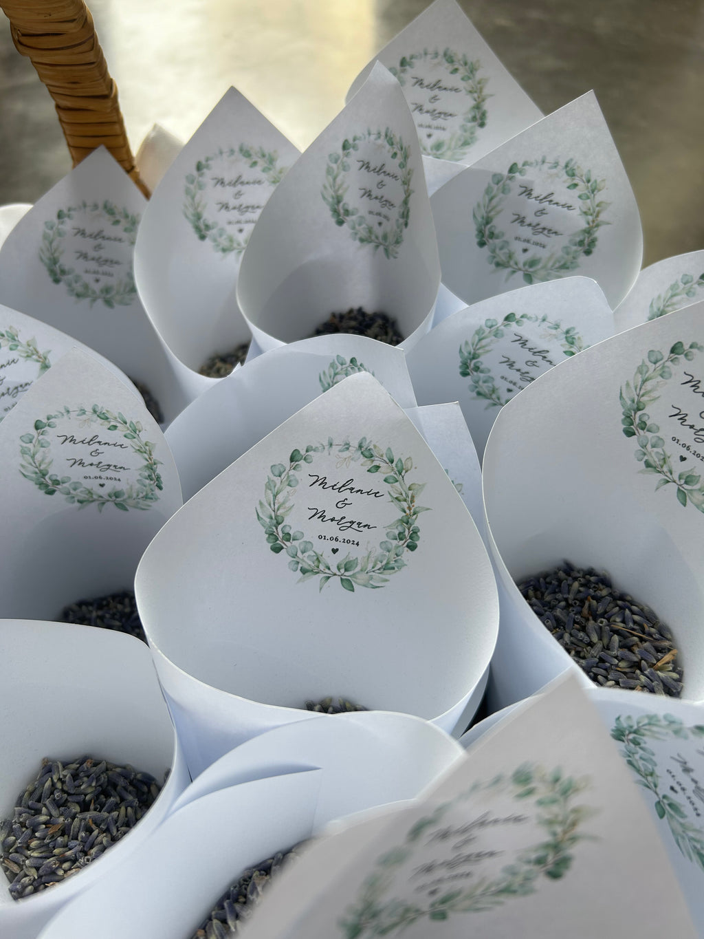 Lot de 10 Cornet de lavande pour mariage – Personnalisable