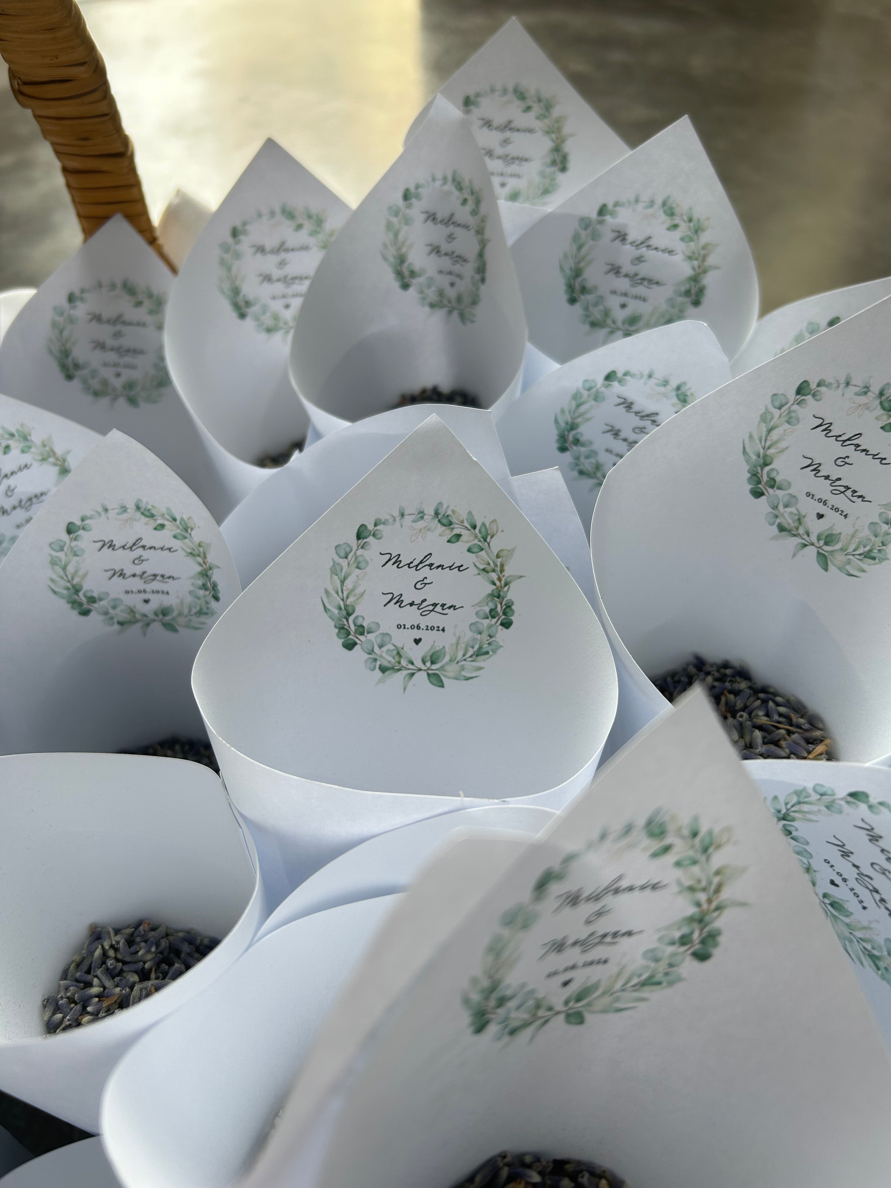 Lot de 10 Cornet de lavande pour mariage – Personnalisable