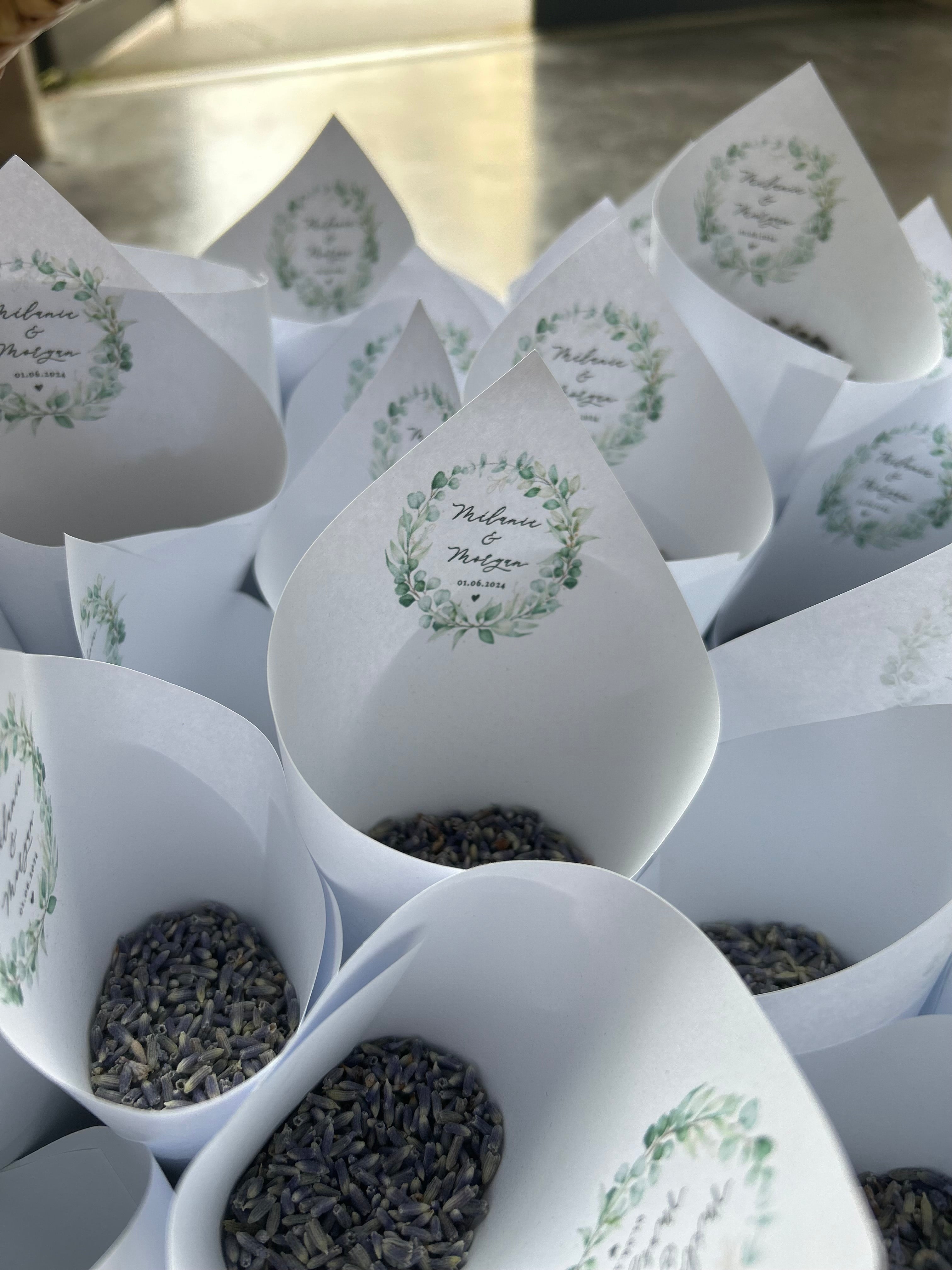 Lot de 10 Cornet de lavande pour mariage – Personnalisable
