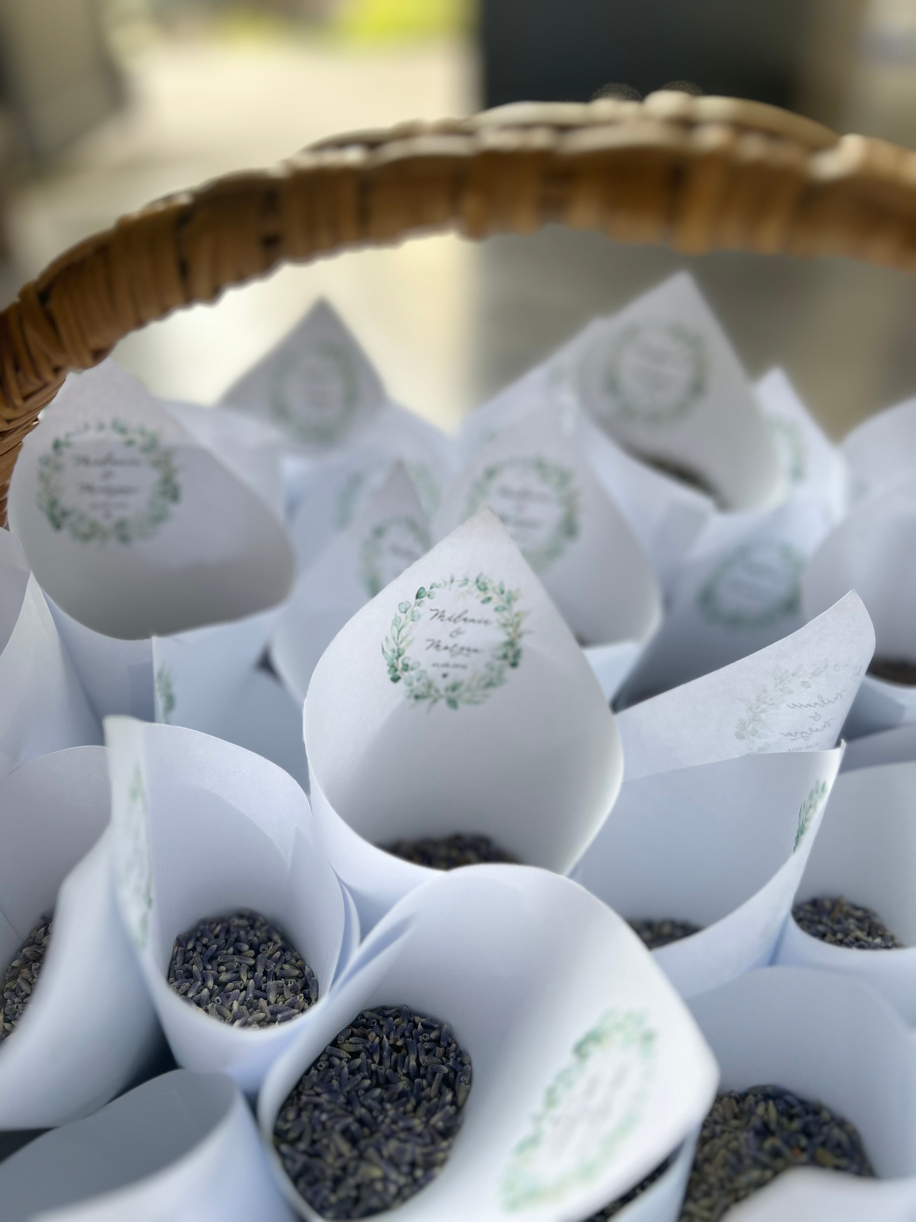 Lot de 10 Cornet de lavande pour mariage – Personnalisable