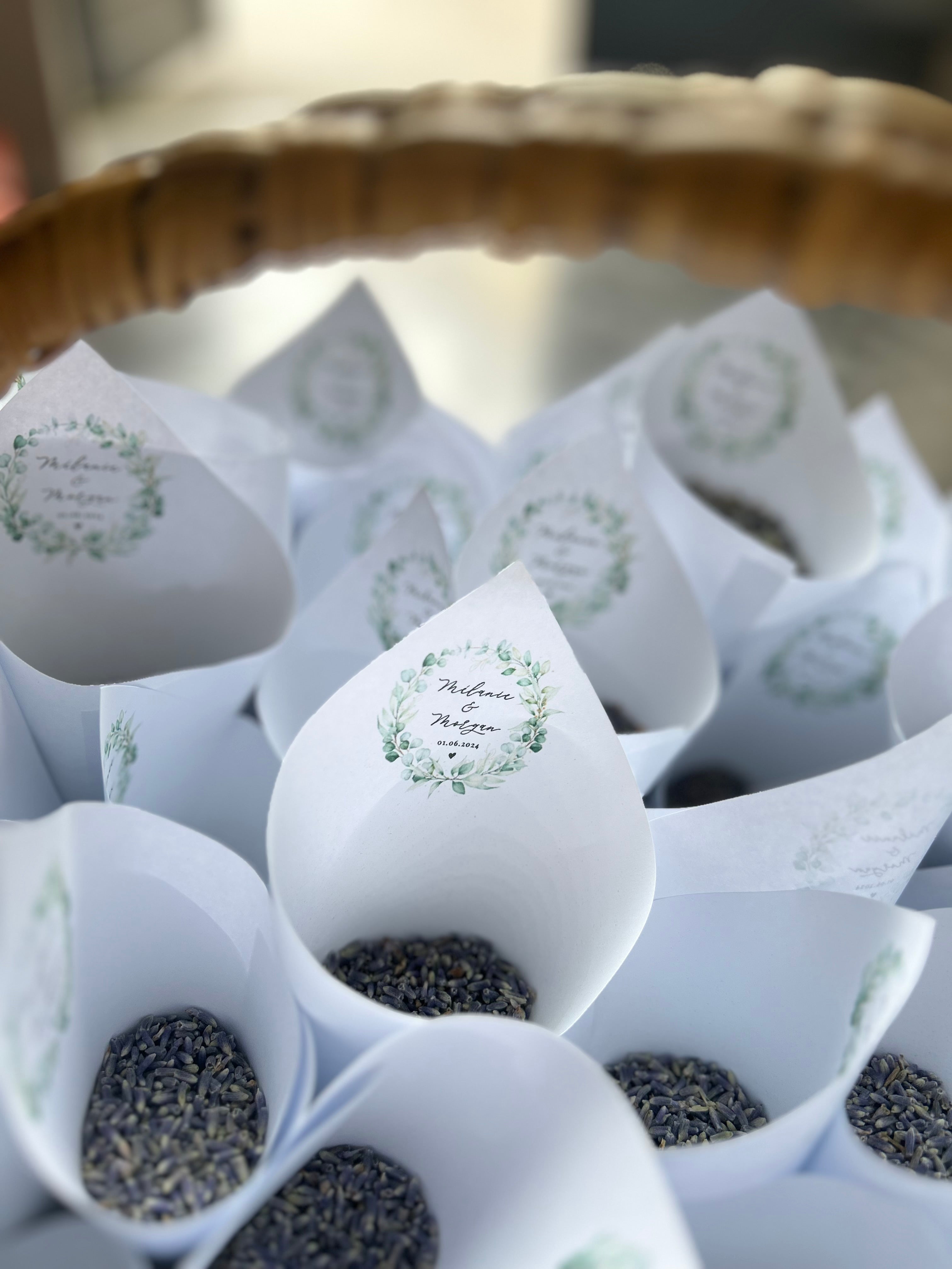 Lot de 10 Cornet de lavande pour mariage – Personnalisable