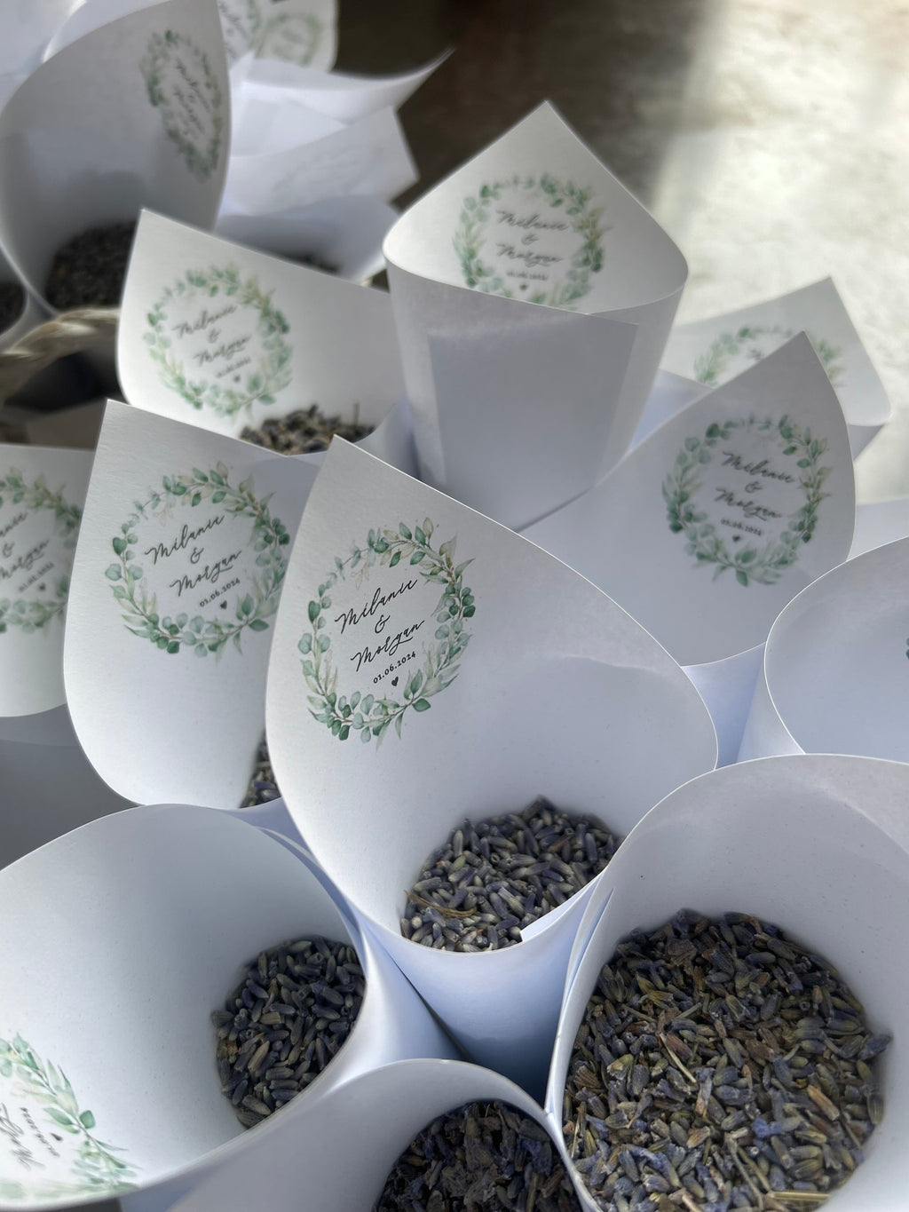 Lot de 10 Cornet de lavande pour mariage – Personnalisable