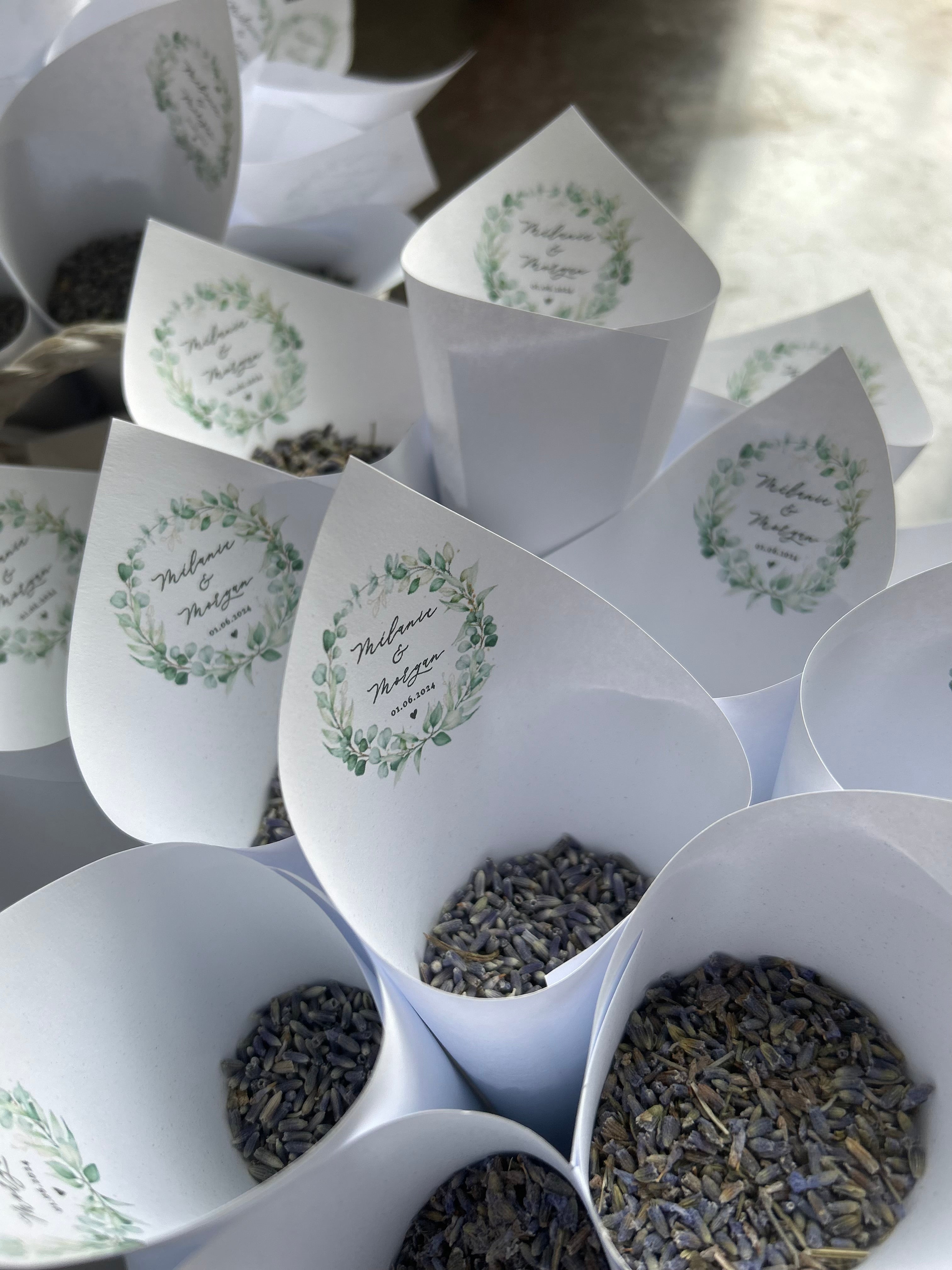 Lot de 10 Cornet de lavande pour mariage – Personnalisable