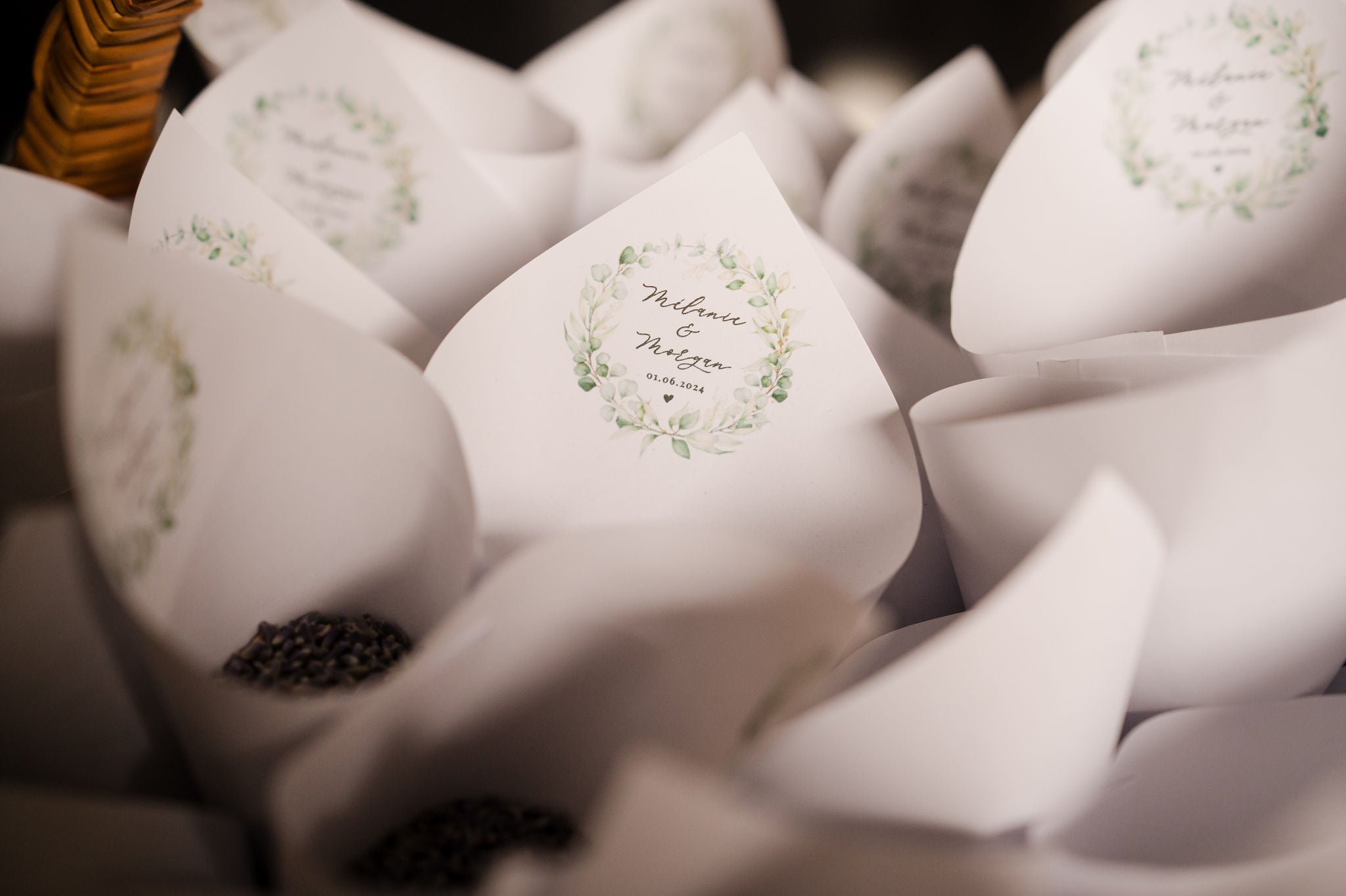 Lot de 10 Cornet de lavande pour mariage – Personnalisable
