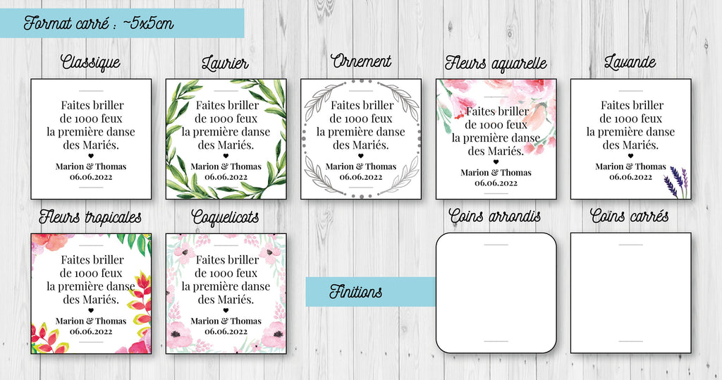 Etiquettes personnalisables cierges magiques - LOT de 10 - vendues sans cierge