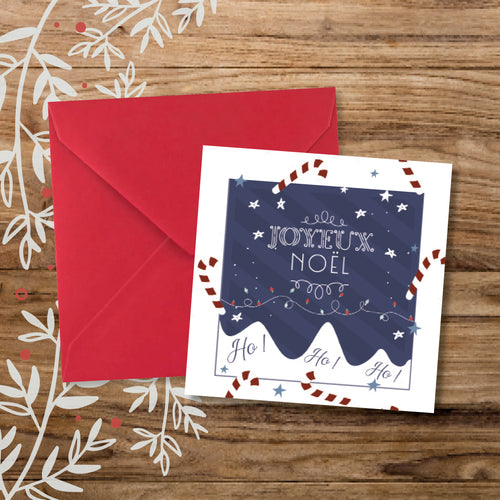 Carte cadeau de noël pour message, avec enveloppe et sticker de fermeture