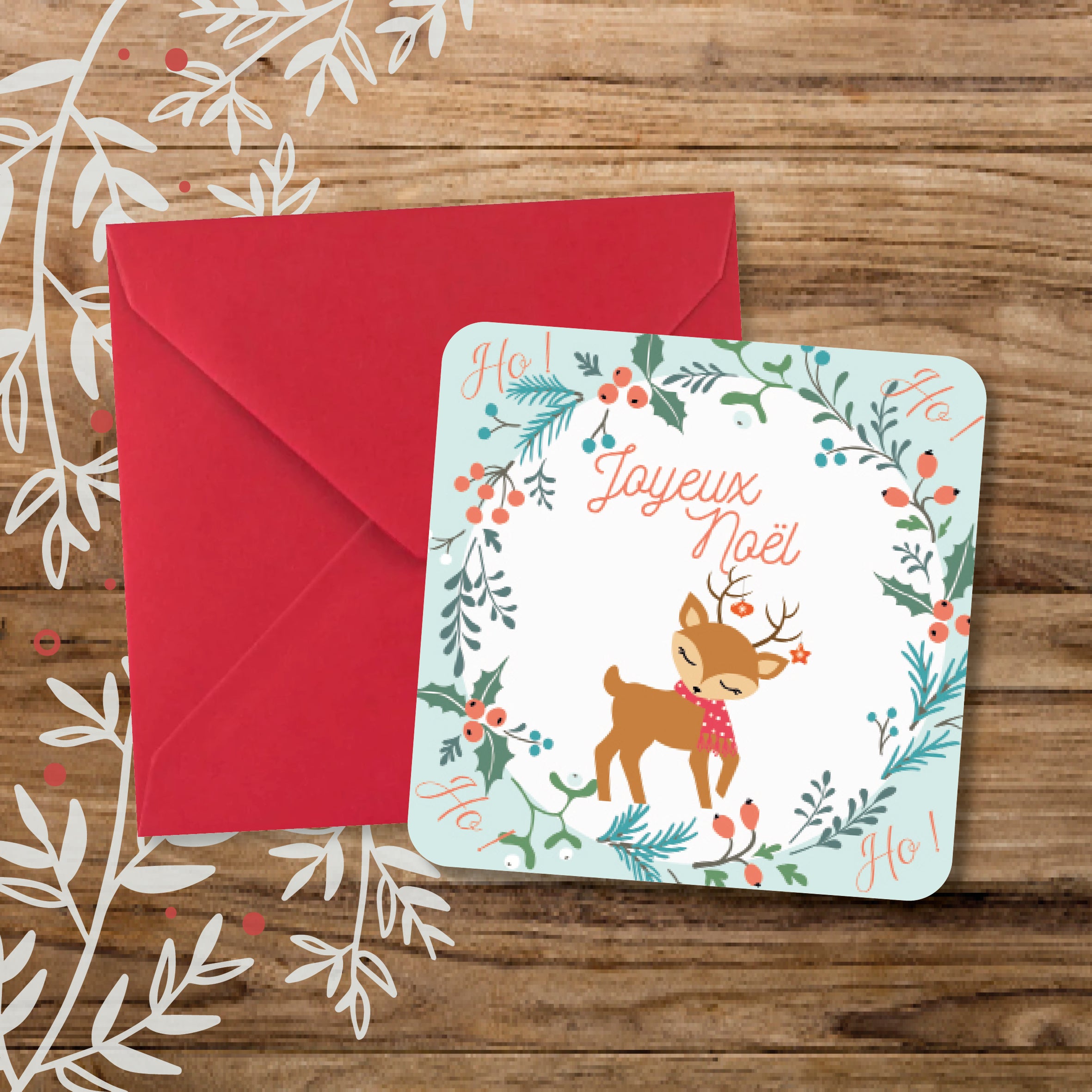 Carte cadeau message - Rennes de Noël