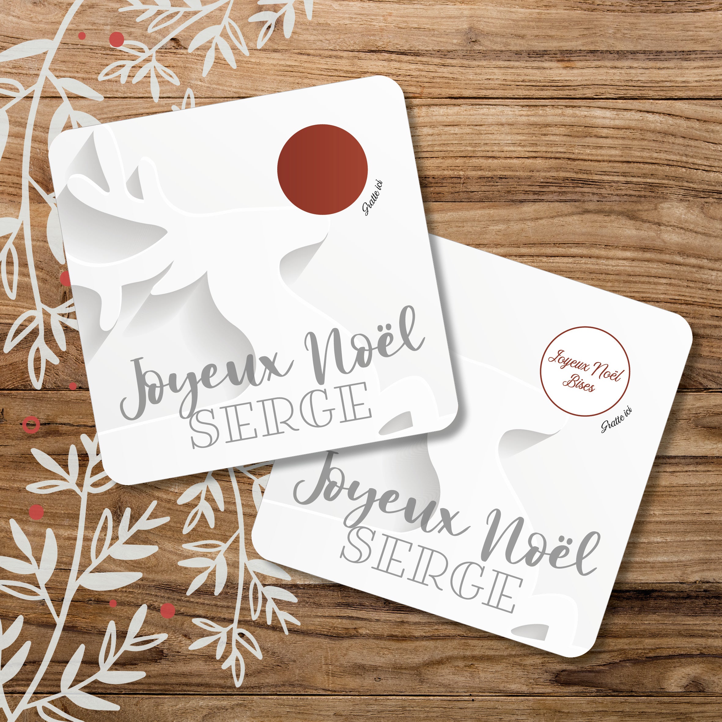 Carte de Noël à gratter personnalisable avec enveloppe