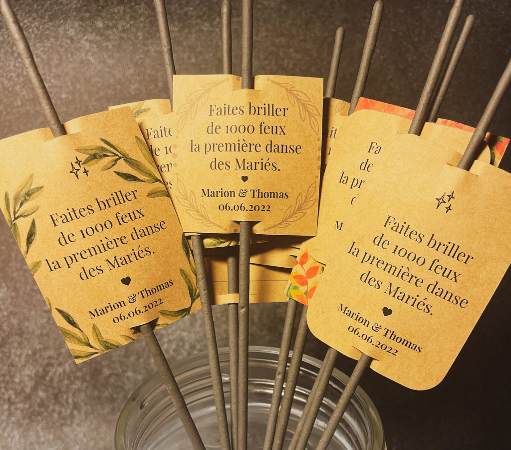Etiquettes personnalisables cierges magiques - LOT de 10 - vendues sans cierge