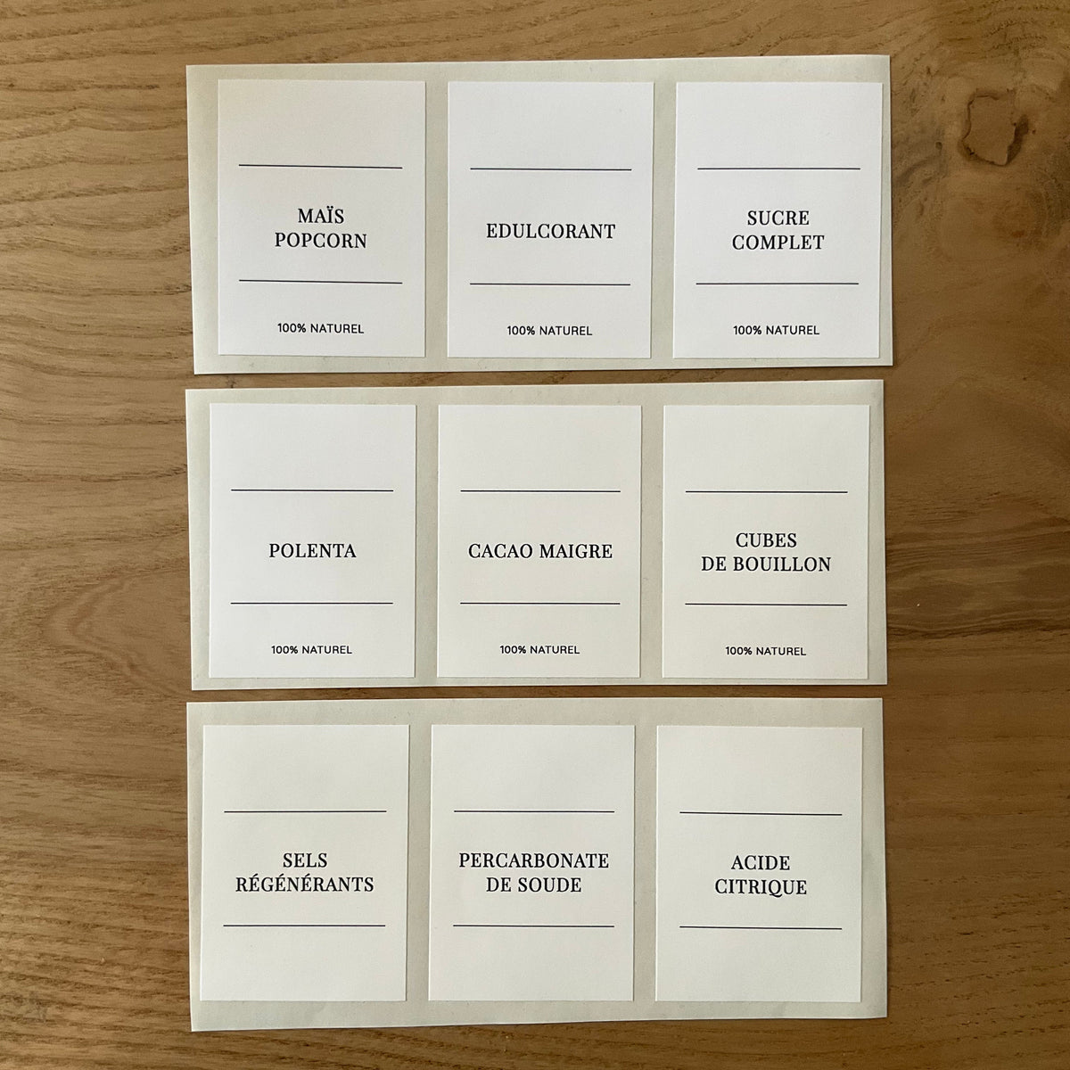 Anti-gaspi | Lot d' étiquettes (rectangle 51x68) personnalisées en vynil mat, minimaliste, vintage, organisation cuisine & maison