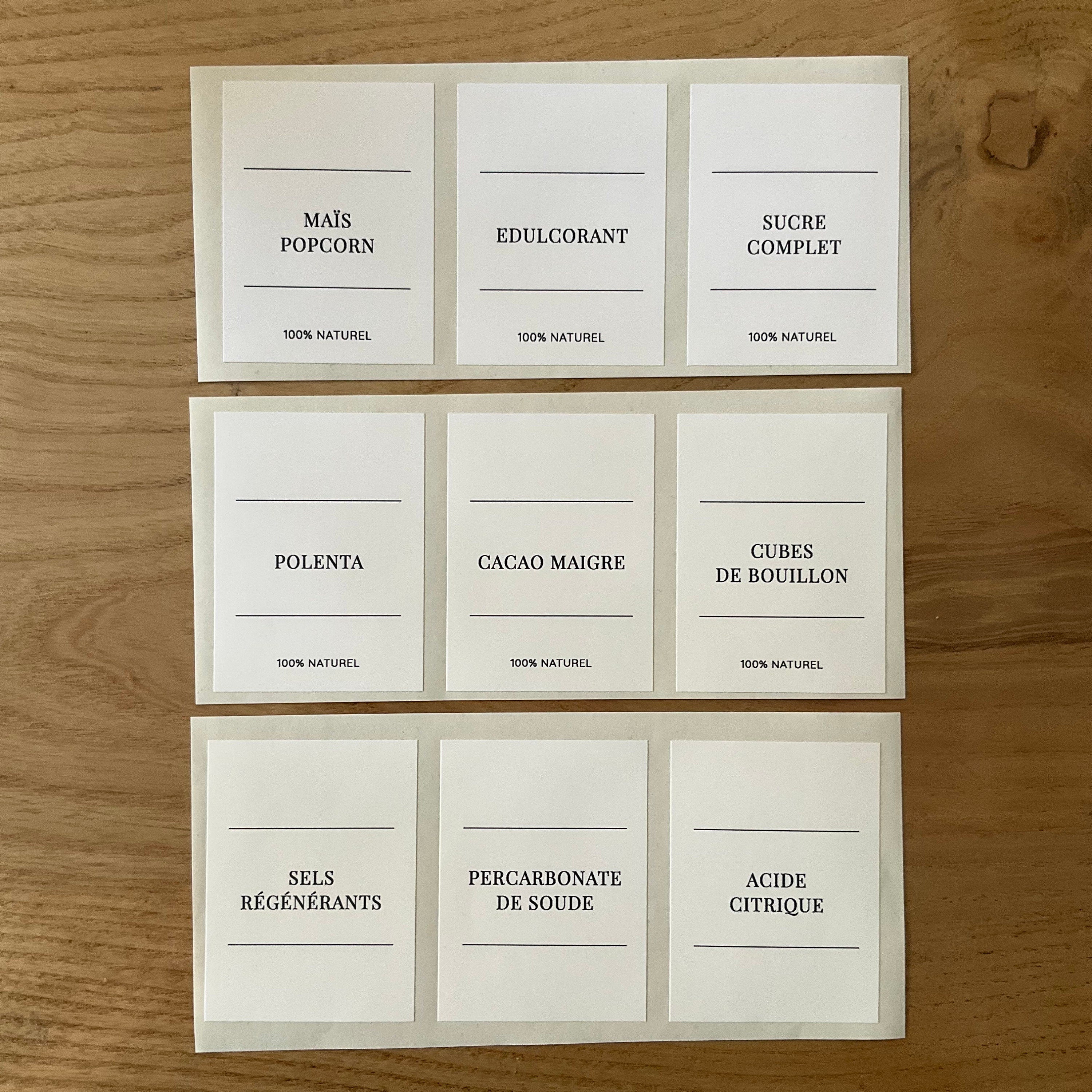 Anti-gaspi | Lot d' étiquettes (rectangle 51x68) personnalisées en vynil mat, minimaliste, vintage, organisation cuisine & maison