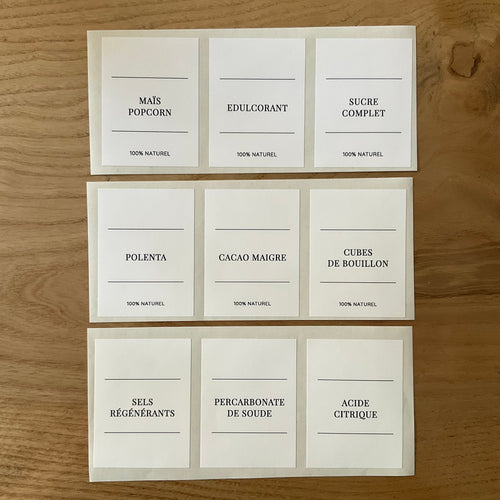 Anti-gaspi | Lot d' étiquettes (rectangle 51x68) personnalisées en vynil mat, minimaliste, vintage, organisation cuisine & maison