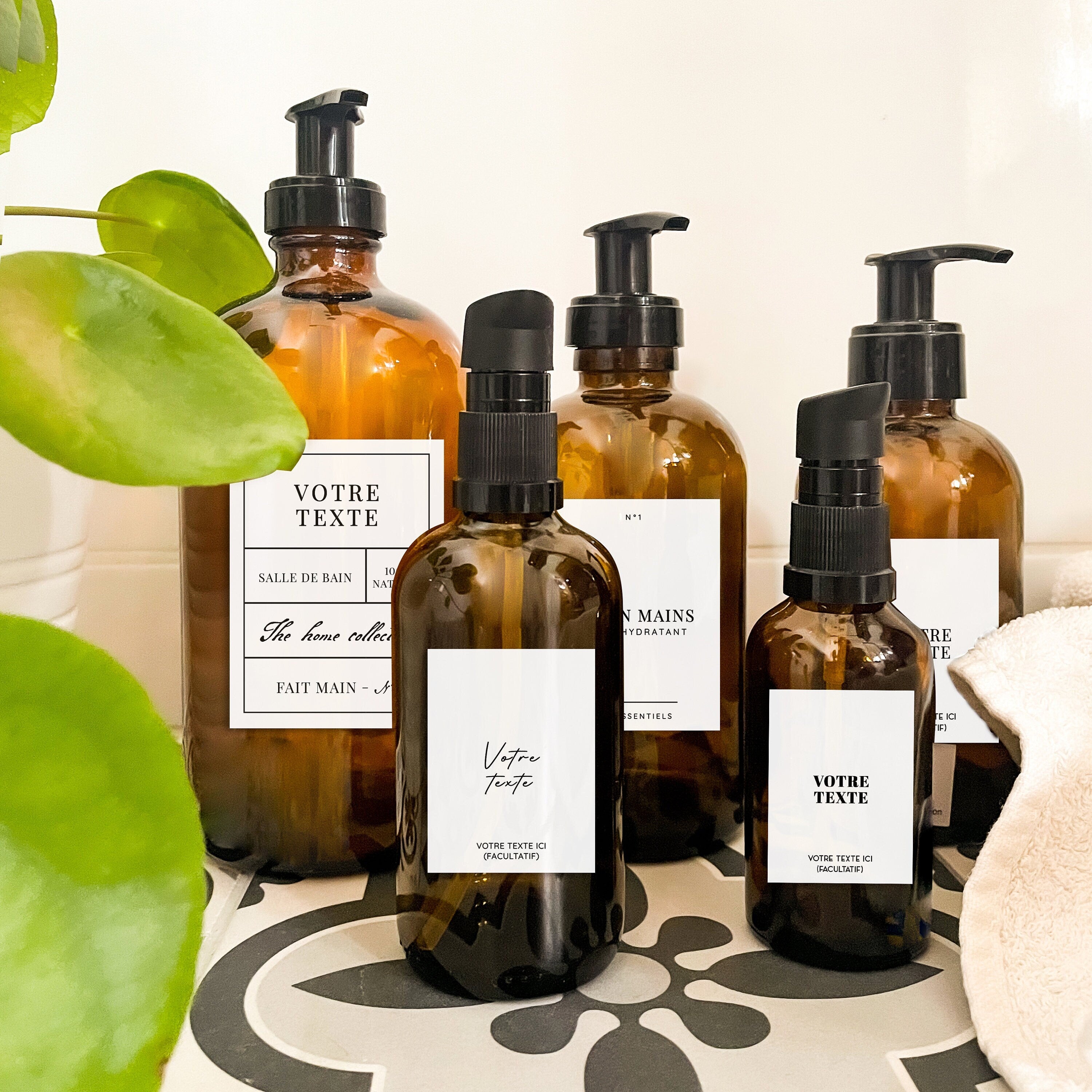 Flacons en verre ambré personnalisés – Design vintage, éco-responsable & pratique - 500ml