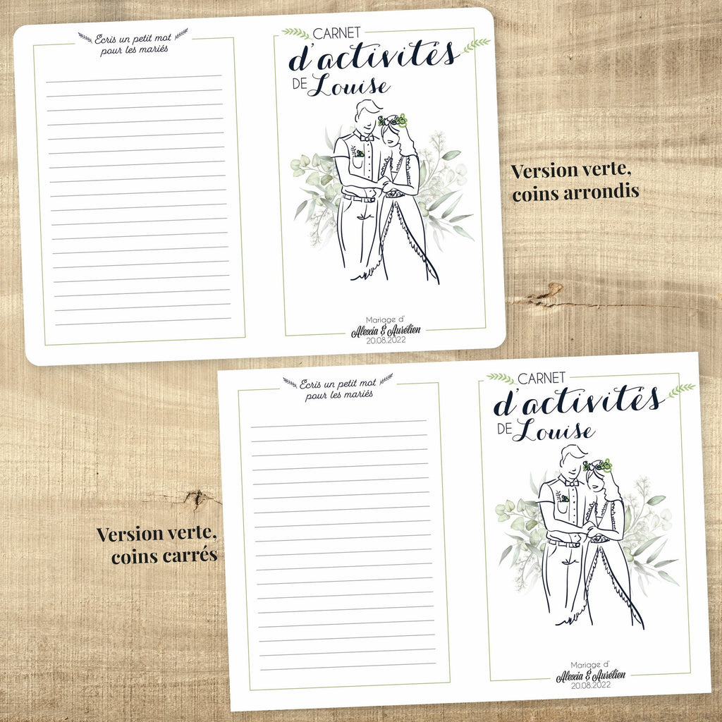 Cahier de coloriage et jeux mariage enfant – kit avec crayons