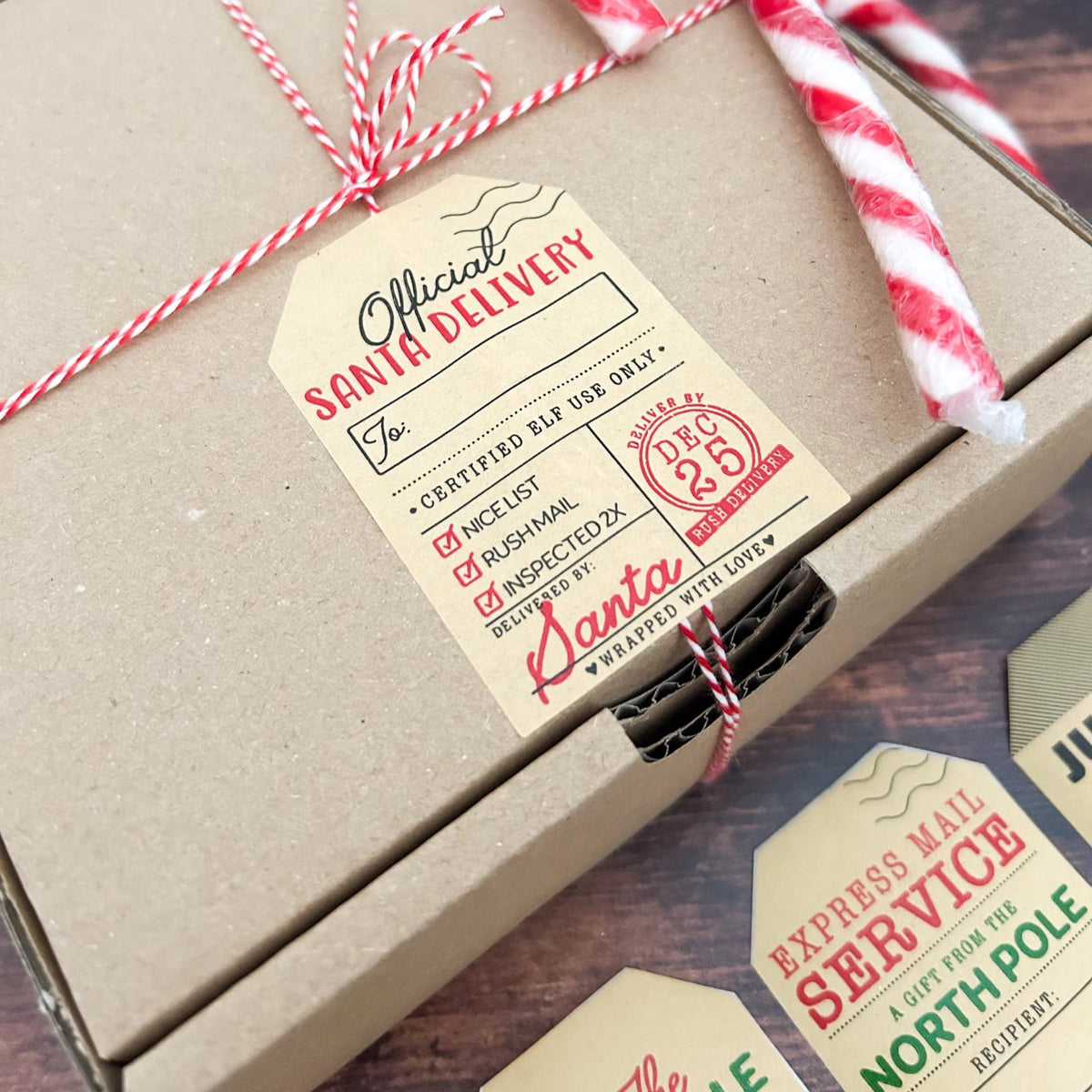 Lot de 6 étiquettes de Noël à attacher aux paquets cadeaux