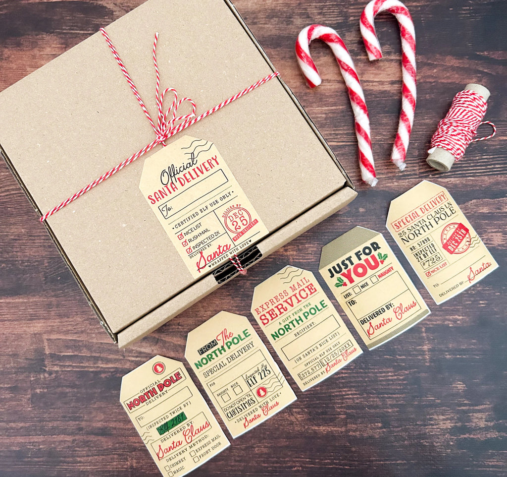 Lot de 6 étiquettes de Noël à attacher aux paquets cadeaux