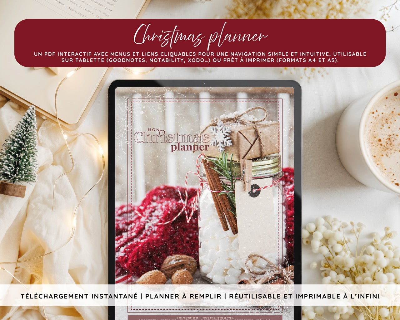 Mon Christmas Planner | PDF intéractif, à remplir ou à imprimer | L'indispensable pour un Noël magique et organisé !