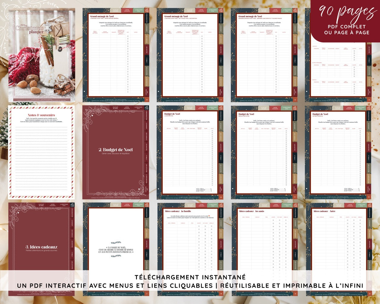 Mon Christmas Planner | PDF intéractif, à remplir ou à imprimer | L'indispensable pour un Noël magique et organisé !