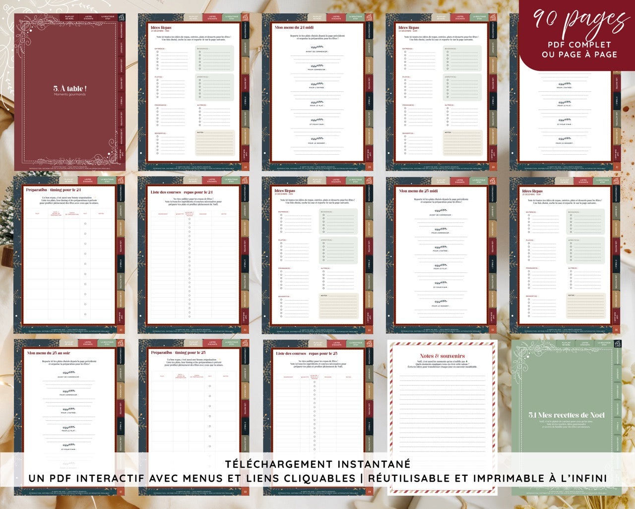 Mon Christmas Planner | PDF intéractif, à remplir ou à imprimer | L'indispensable pour un Noël magique et organisé !
