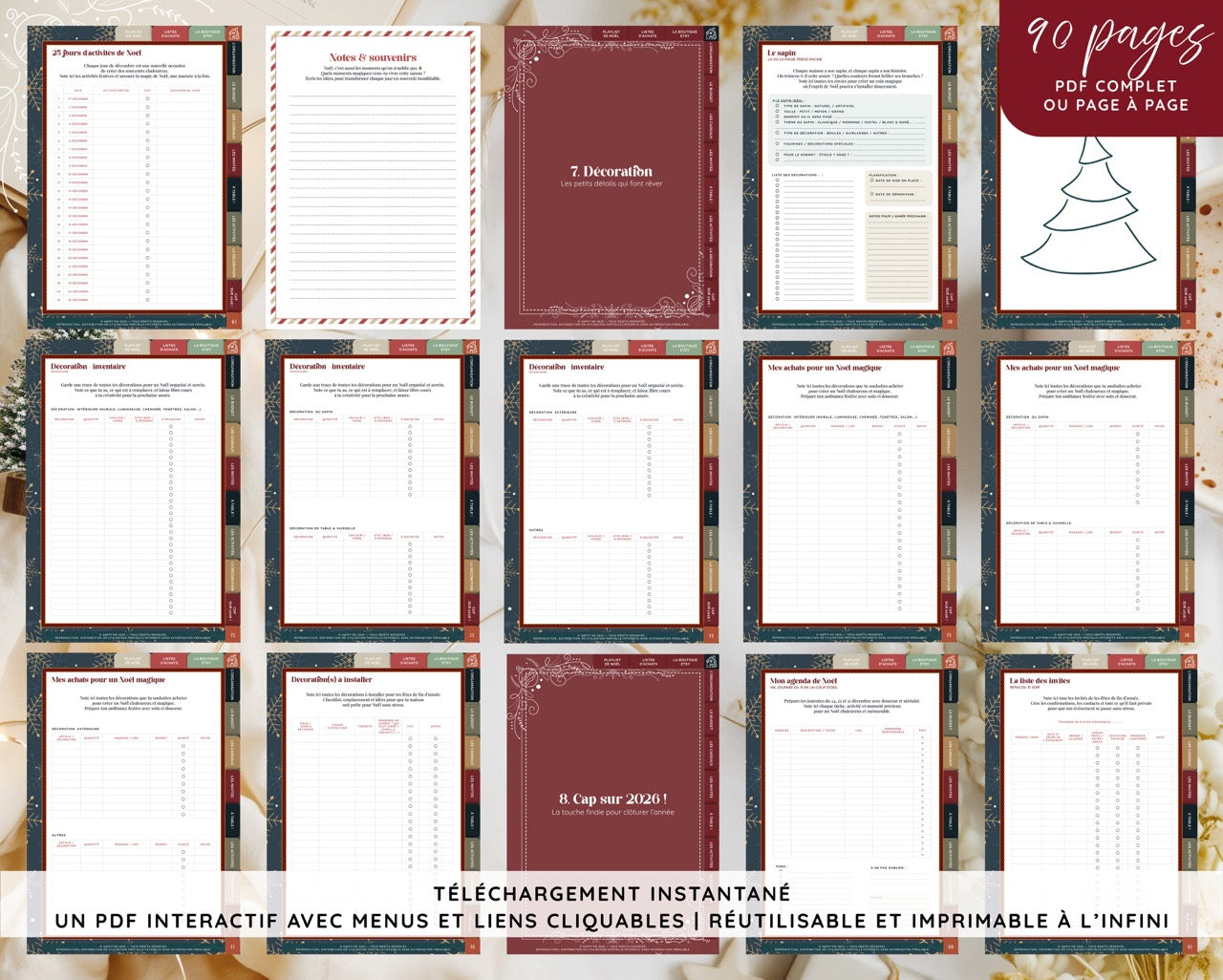 Mon Christmas Planner | PDF intéractif, à remplir ou à imprimer | L'indispensable pour un Noël magique et organisé !