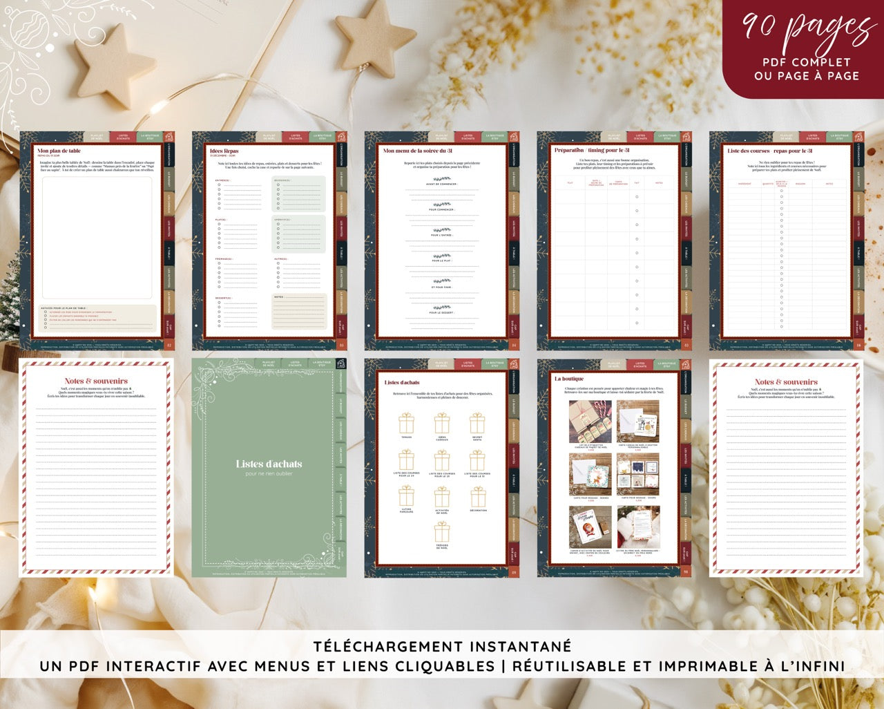 Mon Christmas Planner | PDF intéractif, à remplir ou à imprimer | L'indispensable pour un Noël magique et organisé !