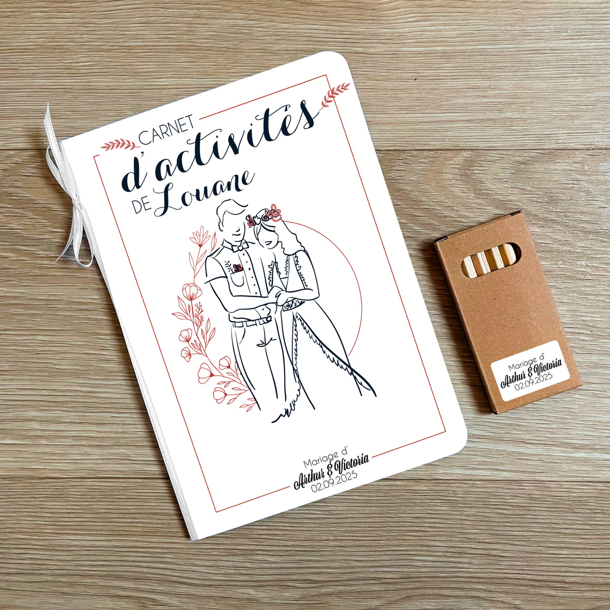Cahier de coloriage et jeux mariage enfant – kit avec crayons