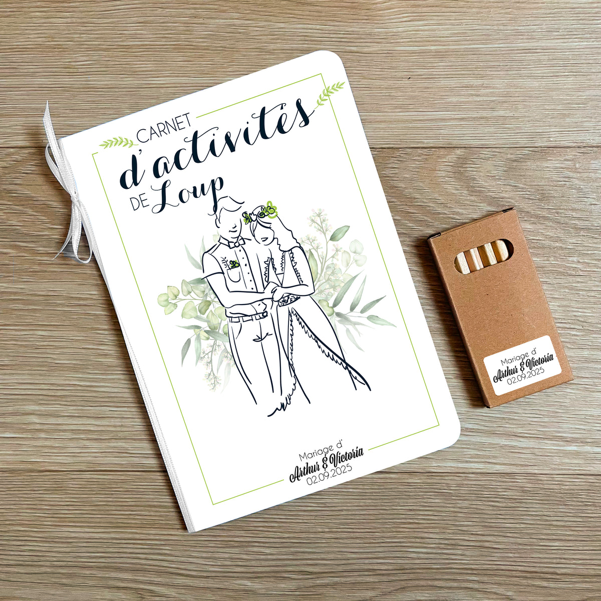 Cahier de coloriage et jeux mariage enfant – kit avec crayons