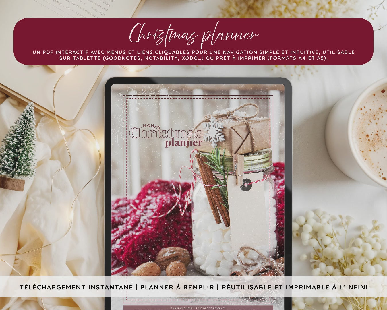 Mon Christmas Planner | PDF intéractif, à remplir ou à imprimer | L'indispensable pour un Noël magique et organisé !